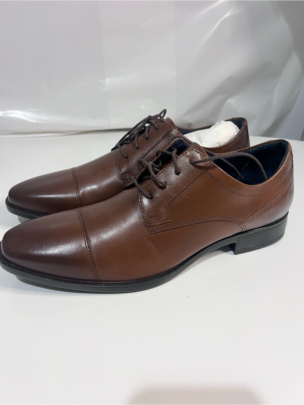 Johnston & Murphy Brown Leather Cap-Toe Derby Shoes